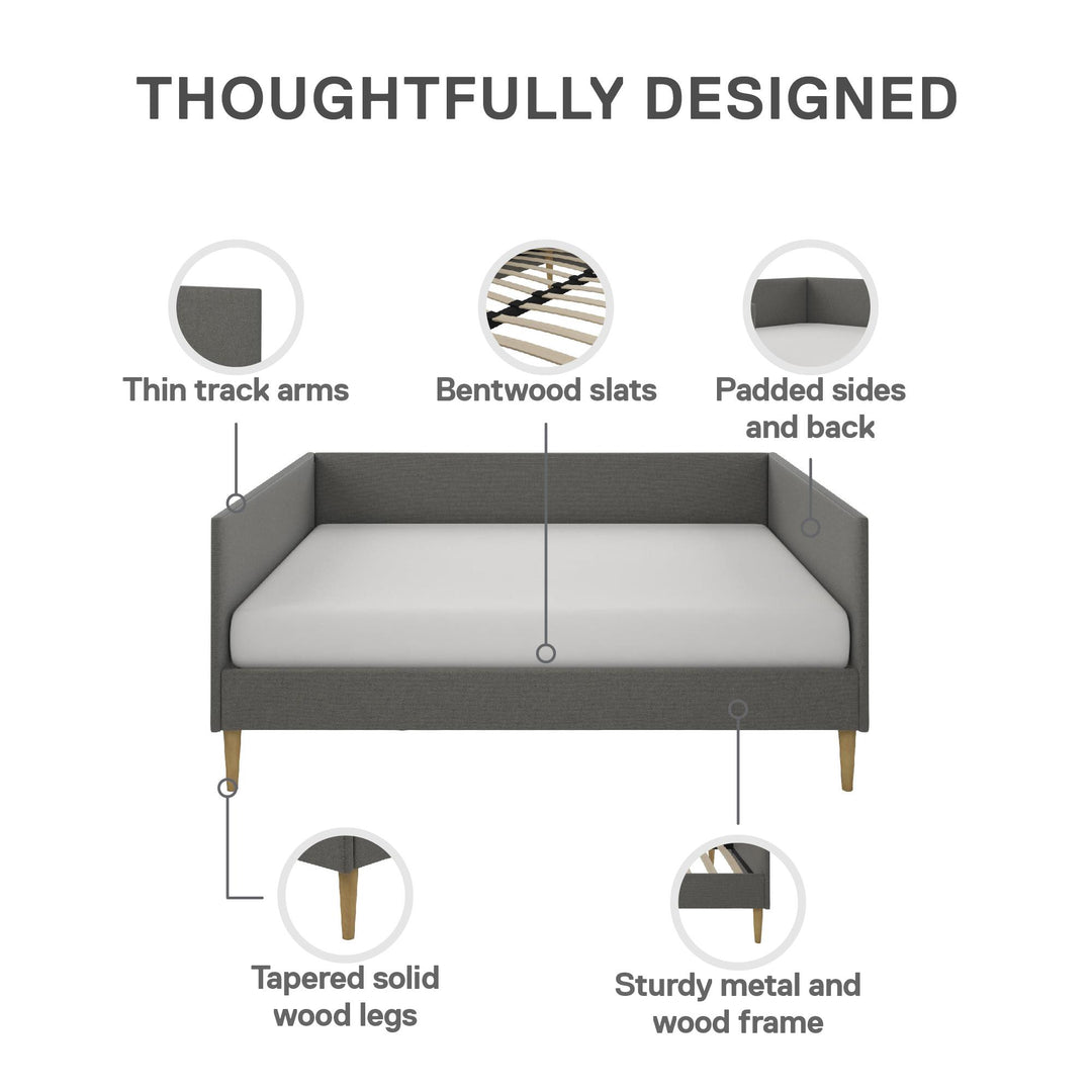 Franklin Mid Century Upholstered Daybed Contemporary Design - Grey Linen - Full