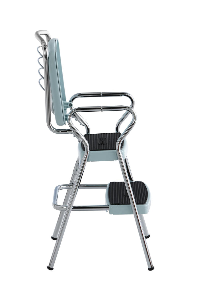 Stylaire Retro Chair + Step Stool with Flip-Up Seat - Teal - 1-Pack