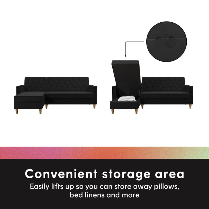 Liberty Reversible Sectional/Futon with Storage - Black