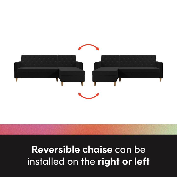 Liberty Reversible Sectional/Futon with Storage - Black