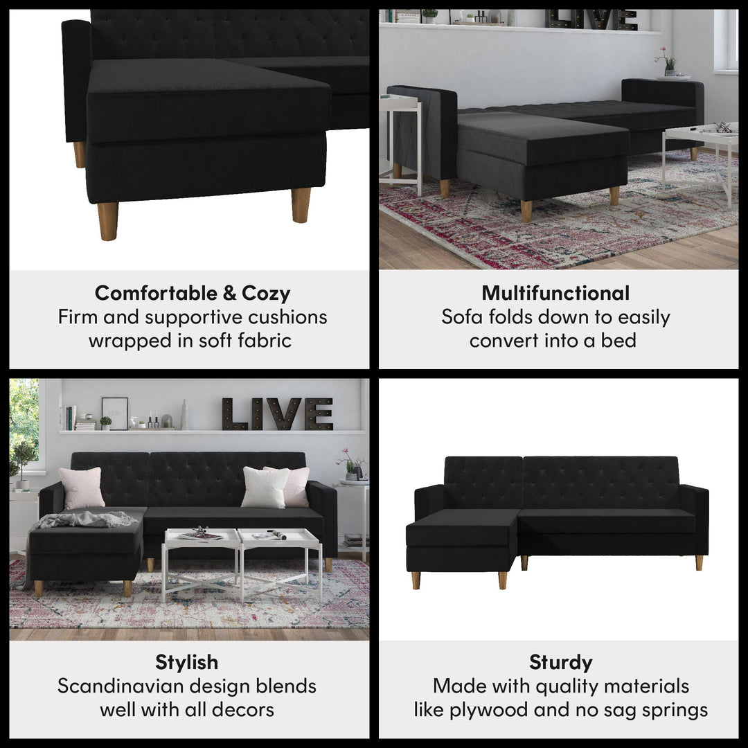 Liberty Reversible Sectional/Futon with Storage - Black