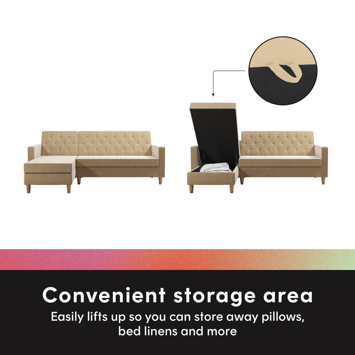 Liberty Reversible Sectional/Futon with Storage - Ivory