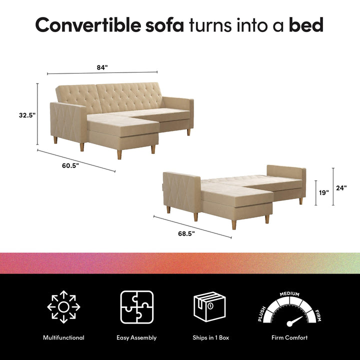 Liberty Reversible Sectional/Futon with Storage - Ivory