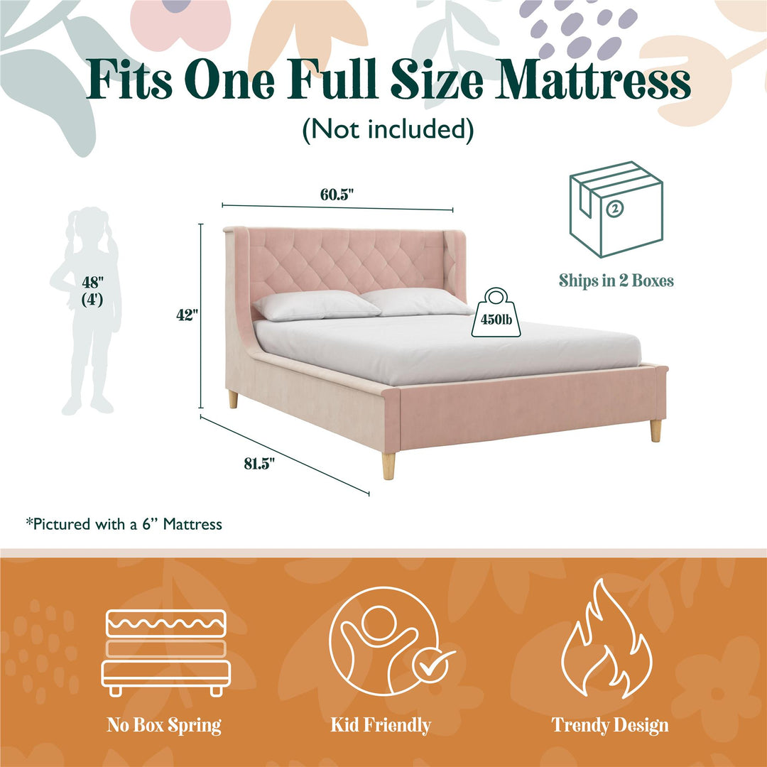 Monarch Hill Ambrosia Upholstered Bed with Diamond Tufted Headboard - Pink - Full