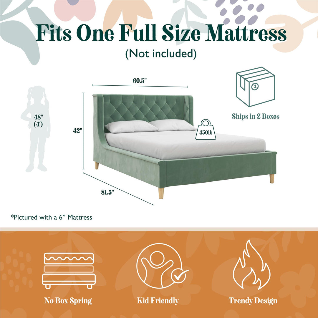 Monarch Hill Ambrosia Upholstered Bed with Diamond Tufted Headboard - Teal - Full