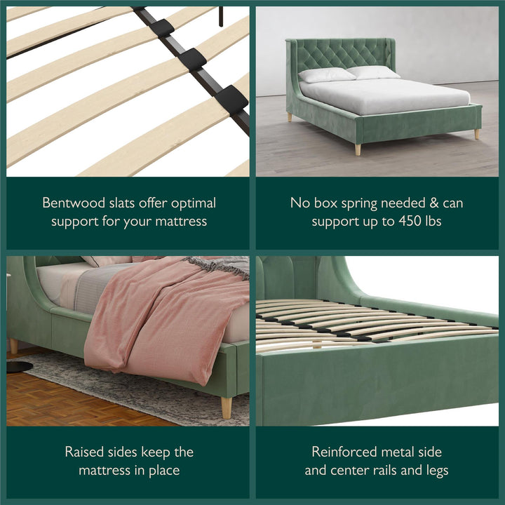 Monarch Hill Ambrosia Upholstered Bed with Diamond Tufted Headboard - Teal - Full