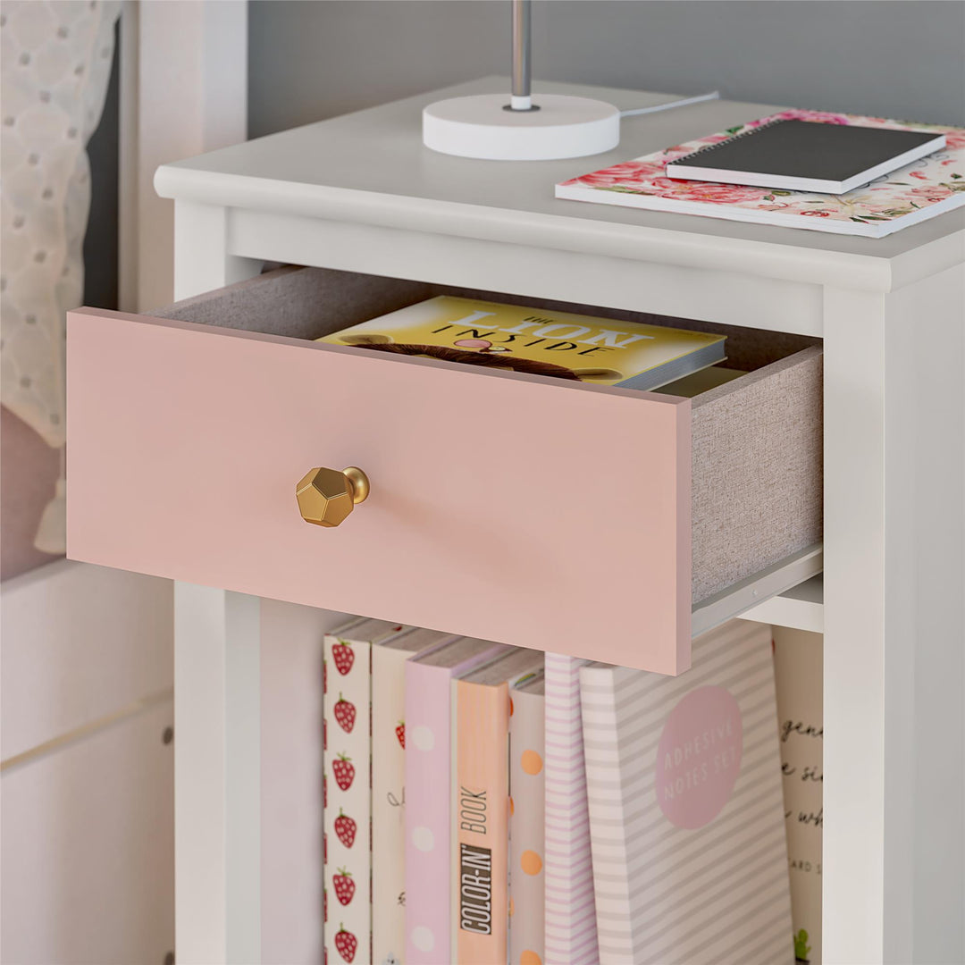 Nightstand with 2 Sets of Knobs -  Pink