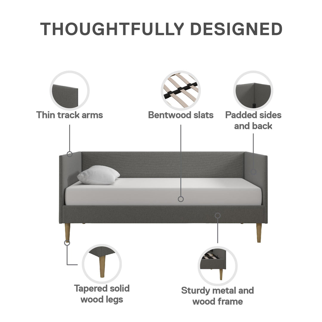 Franklin Mid Century Upholstered Daybed Contemporary Design - Grey Linen - Twin