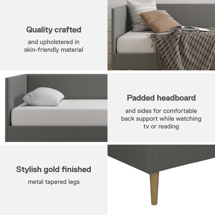 Franklin Mid Century Upholstered Daybed Contemporary Design - Grey Linen - Twin