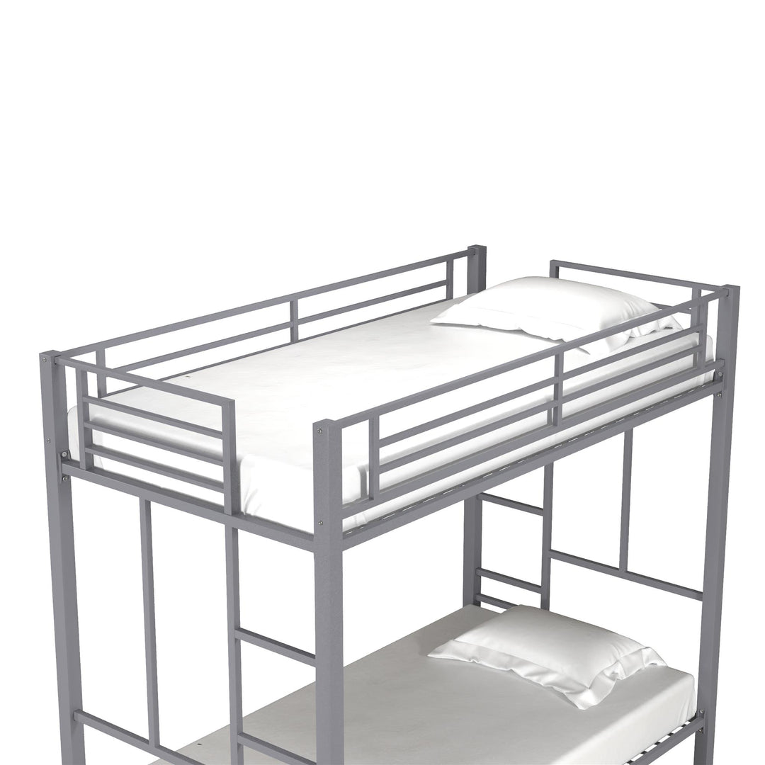Jillette Twin over Twin Metal Bunk Bed - Silver - Twin-Over-Twin