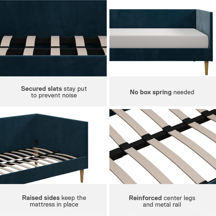 Franklin Mid Century Upholstered Daybed Contemporary Design - Blue - Twin