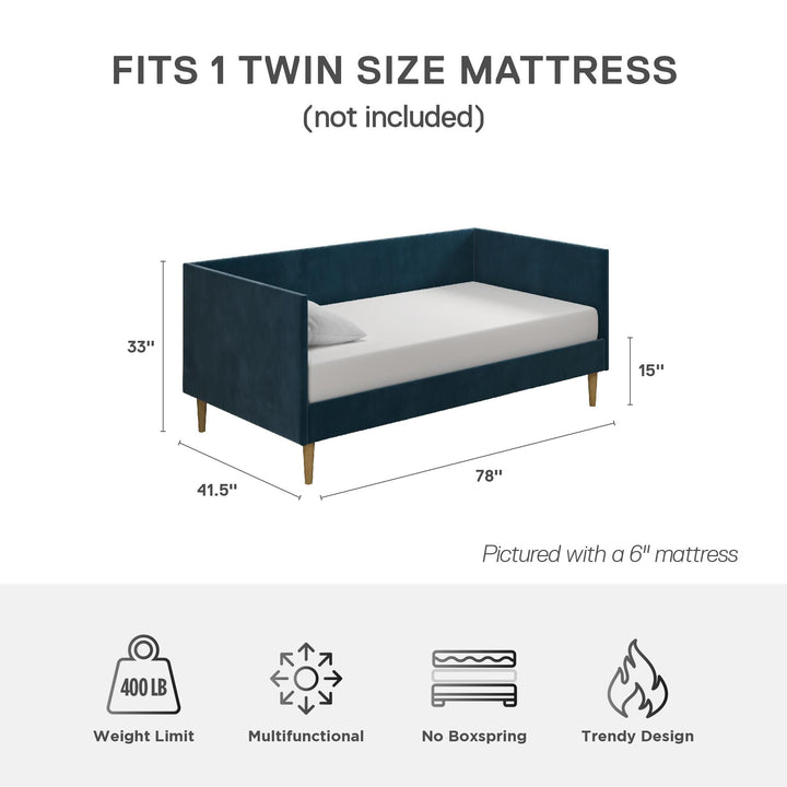 Franklin Mid Century Upholstered Daybed Contemporary Design - Blue - Twin