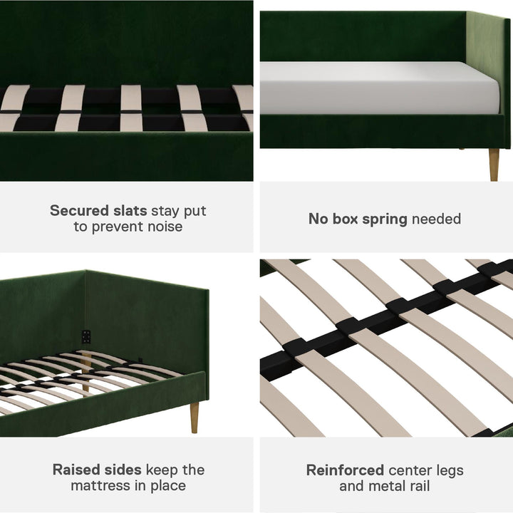 Franklin Mid Century Upholstered Daybed Contemporary Design - Green - Twin