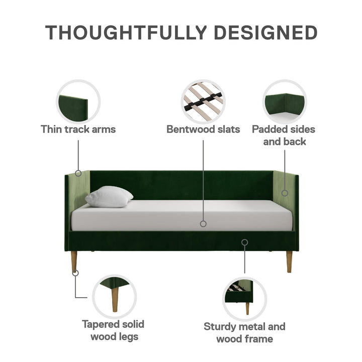 Franklin Mid Century Upholstered Daybed Contemporary Design - Green - Twin