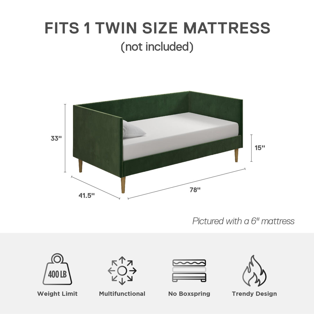 Franklin Mid Century Upholstered Daybed Contemporary Design - Green - Twin