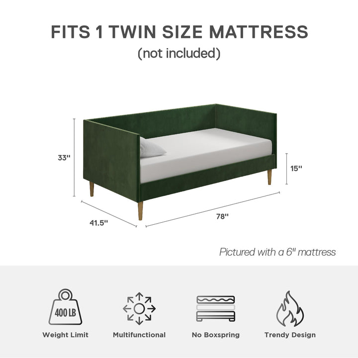 Franklin Mid Century Upholstered Daybed Contemporary Design - Green - Twin