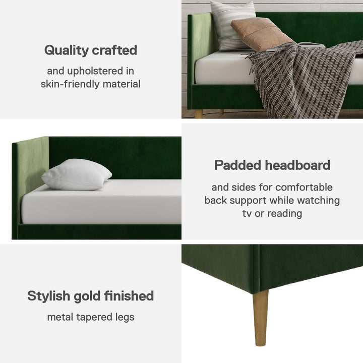 Franklin Mid Century Upholstered Daybed Contemporary Design - Green - Twin