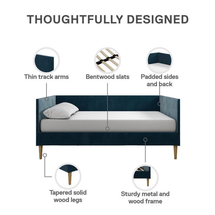 Franklin Mid Century Upholstered Daybed Contemporary Design - Blue - Full
