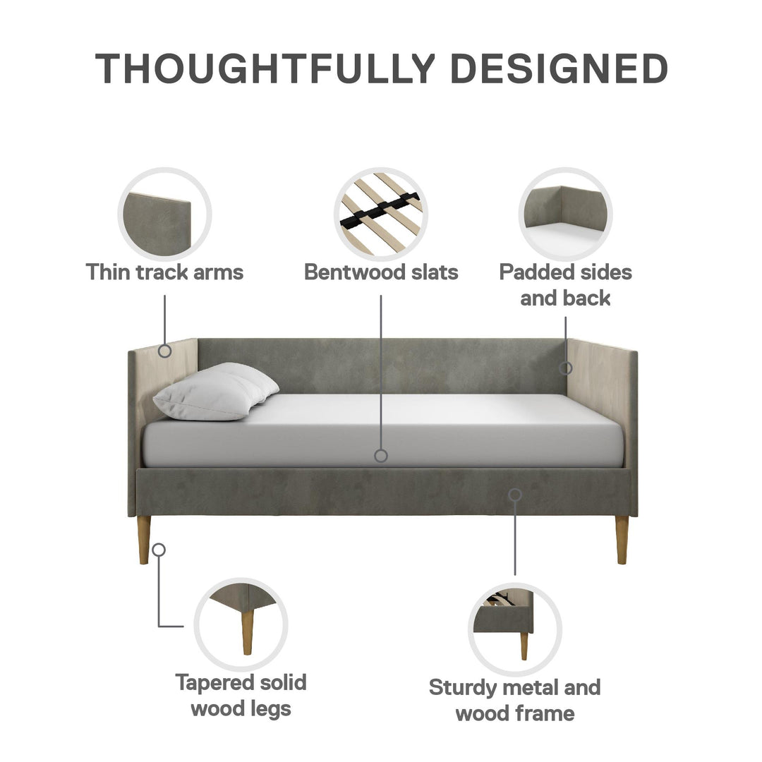 Franklin Mid Century Upholstered Daybed Contemporary Design - Gray - Full