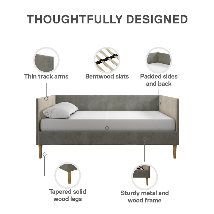 Franklin Mid Century Upholstered Daybed Contemporary Design - Gray - Full
