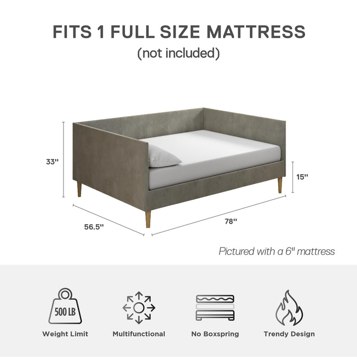 Franklin Mid Century Upholstered Daybed Contemporary Design - Gray - Full