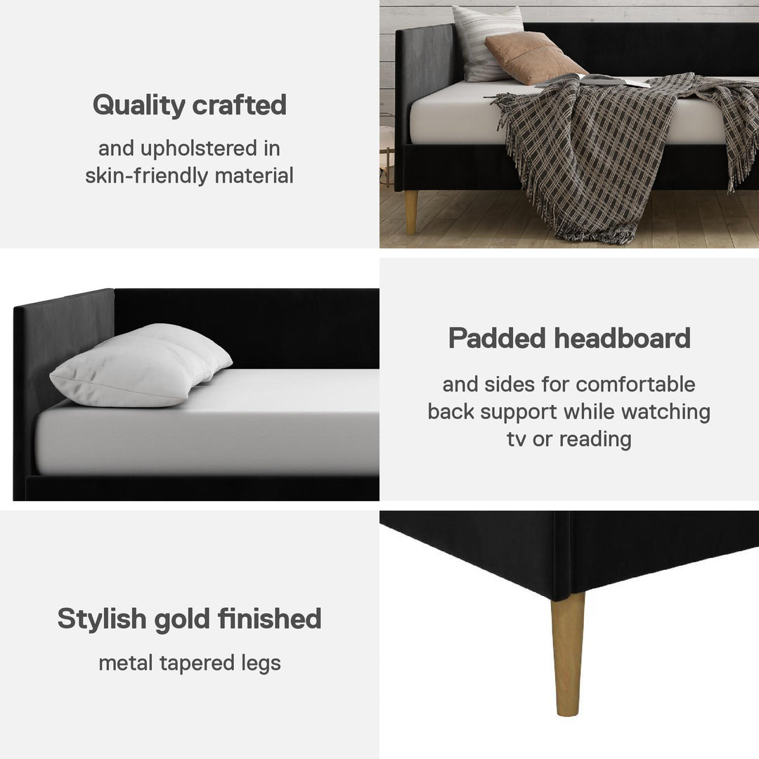 Franklin Mid Century Upholstered Daybed Contemporary Design - Black - Full