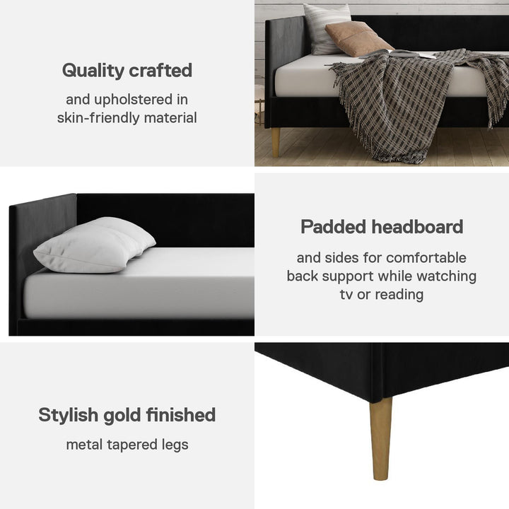 Franklin Mid Century Upholstered Daybed Contemporary Design - Black - Full