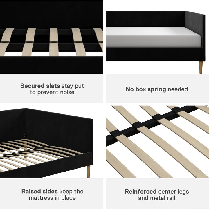 Franklin Mid Century Upholstered Daybed Contemporary Design - Black - Full