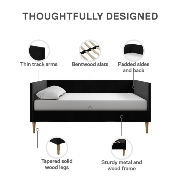 Franklin Mid Century Upholstered Daybed Contemporary Design - Black - Full