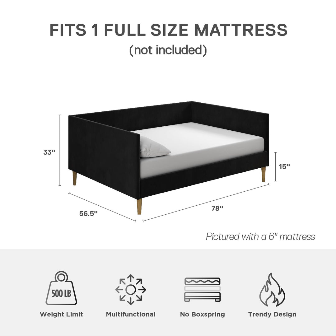 Franklin Mid Century Upholstered Daybed Contemporary Design - Black - Full