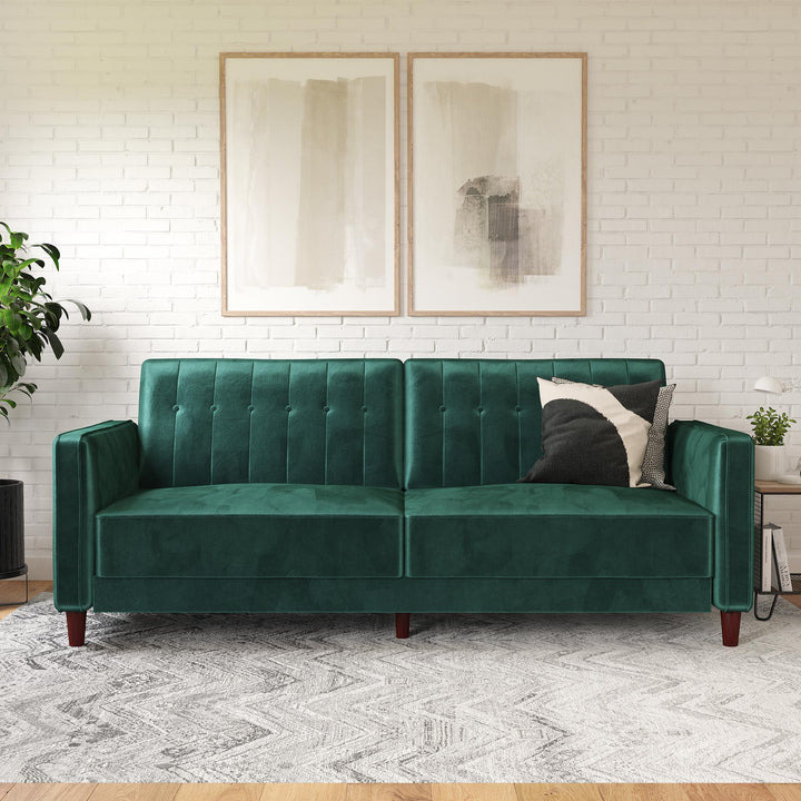 Transitional Futon with Vertical Stitching -  Green