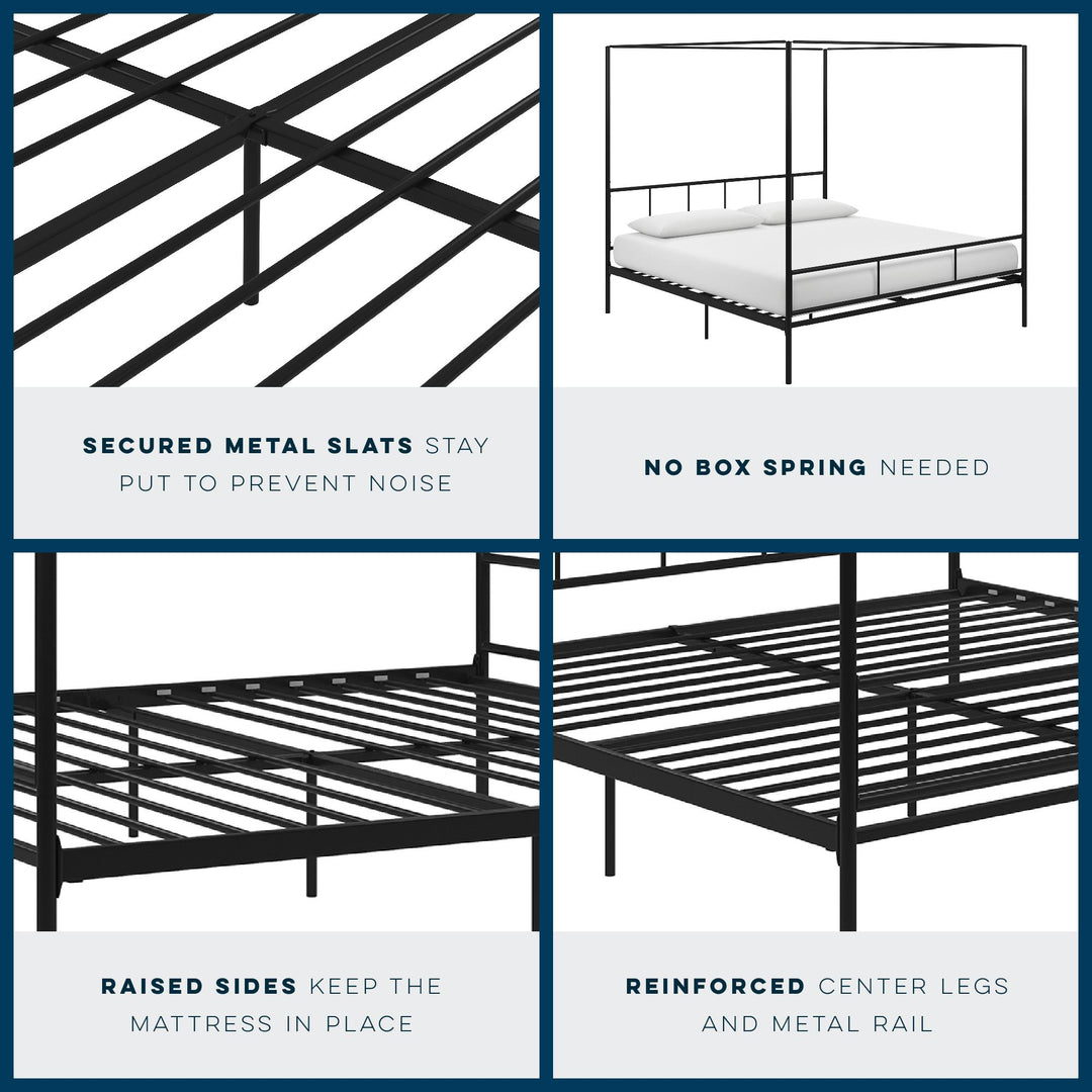 Stylish Marion Canopy Bed for Modern Bedroom -  Black 