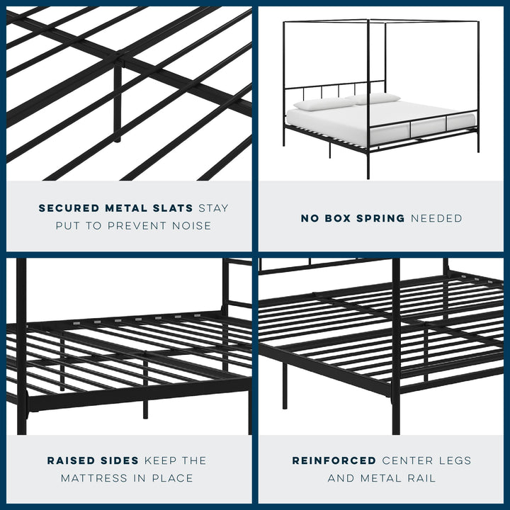 Stylish Marion Canopy Bed for Modern Bedroom -  Black 