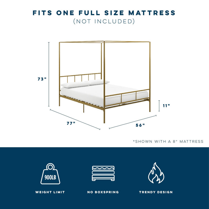 Stylish Marion Canopy Bed for Modern Bedroom -  Gold 