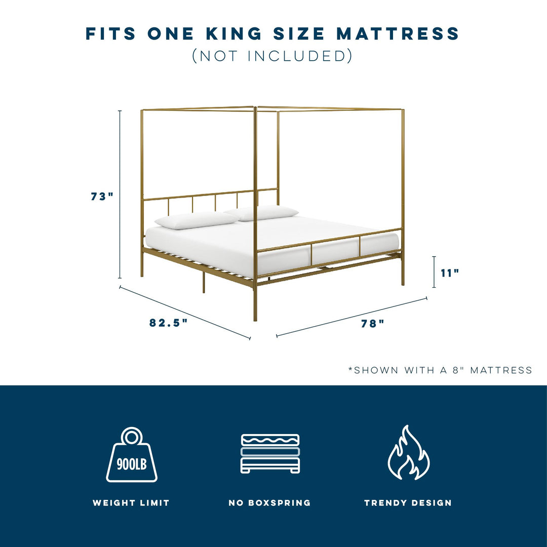 Elegant and Comfortable Marion Canopy Bed -  Gold 