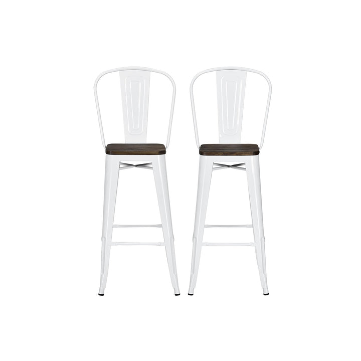 24 Inch Metal and Wood Counter Height Bar Stool -  White