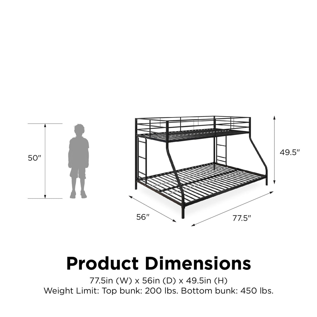 twin over full bunk bed frame - Black - Twin-Over-Full