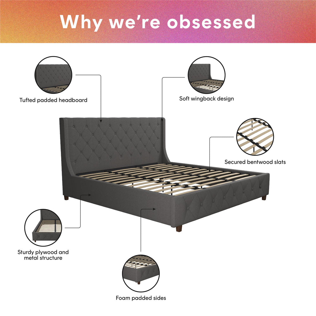 Mercer Upholstered Bed - Grey Linen - King