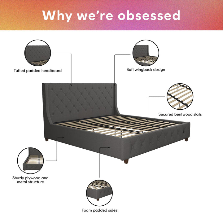 Mercer Upholstered Bed - Grey Linen - King