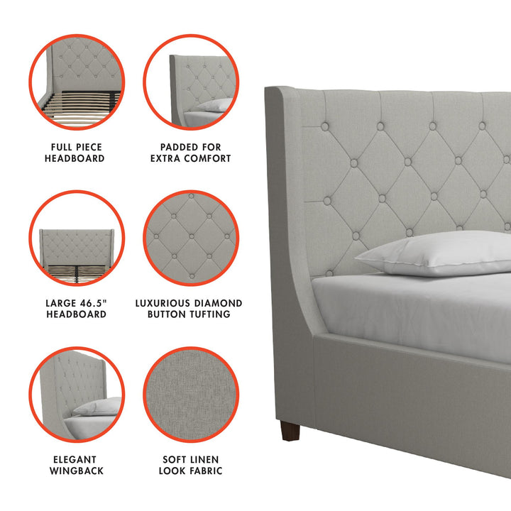 Mercer Upholstered Bed - Light Gray - King