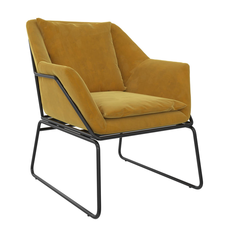 Best Velvet Chair with Padded Backrest -  Mustard