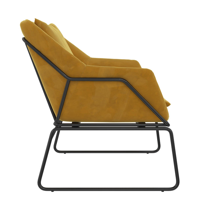 Stylish Avery Velvet Upholstered Chair -  Mustard