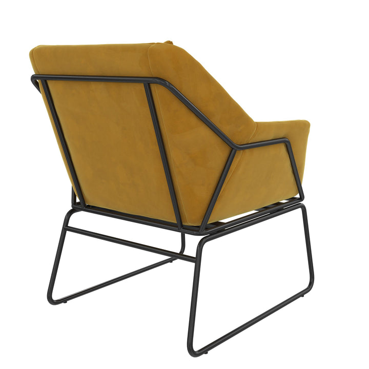 Padded Backrest Chair with Velvet Upholstery -  Mustard