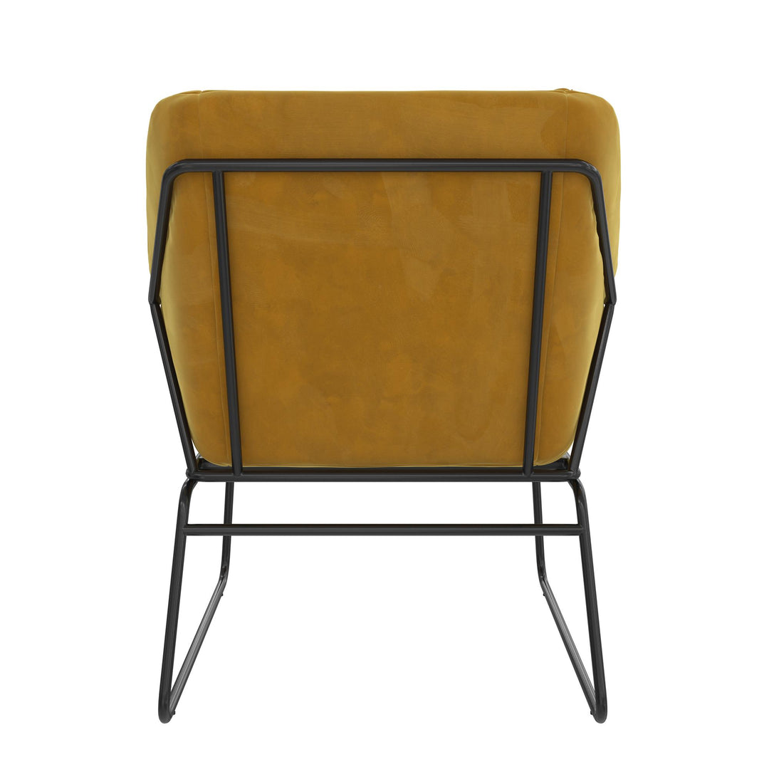 Velvet Chair with Padded Back and Avery Style -  Mustard