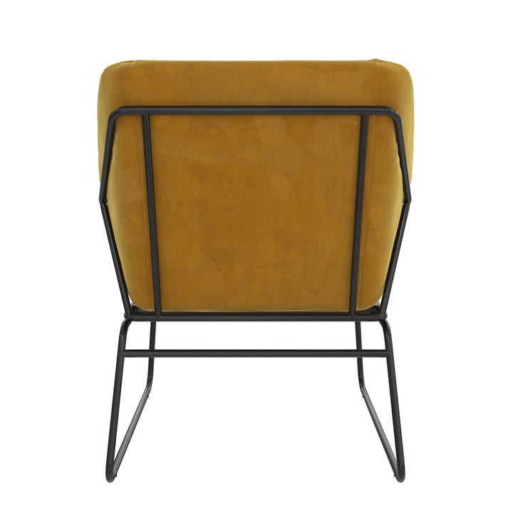 Velvet Chair with Padded Back and Avery Style -  Mustard