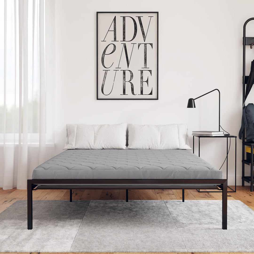 6 Inch Quilted Mattress with Machine Washable Cover - Soft Grey - Full