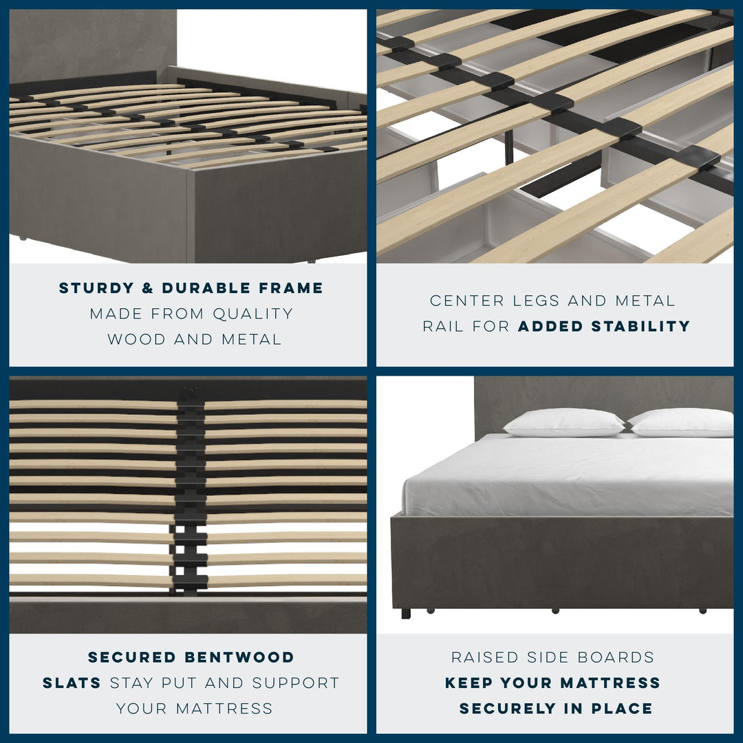 Kelly Storage Bed with Upholstery -  Light Gray 