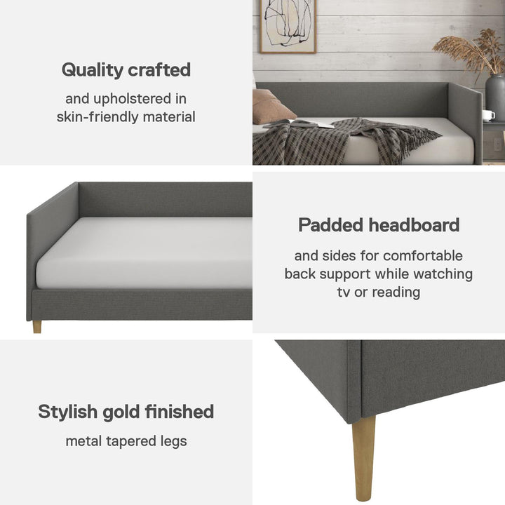 Franklin Mid Century Upholstered Daybed Contemporary Design - Gray - Queen
