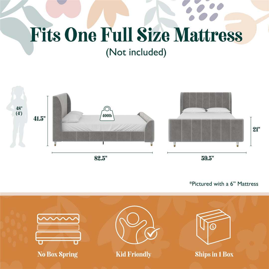 Valentina Upholstered Bed with Channel Tufting - Gray - Full