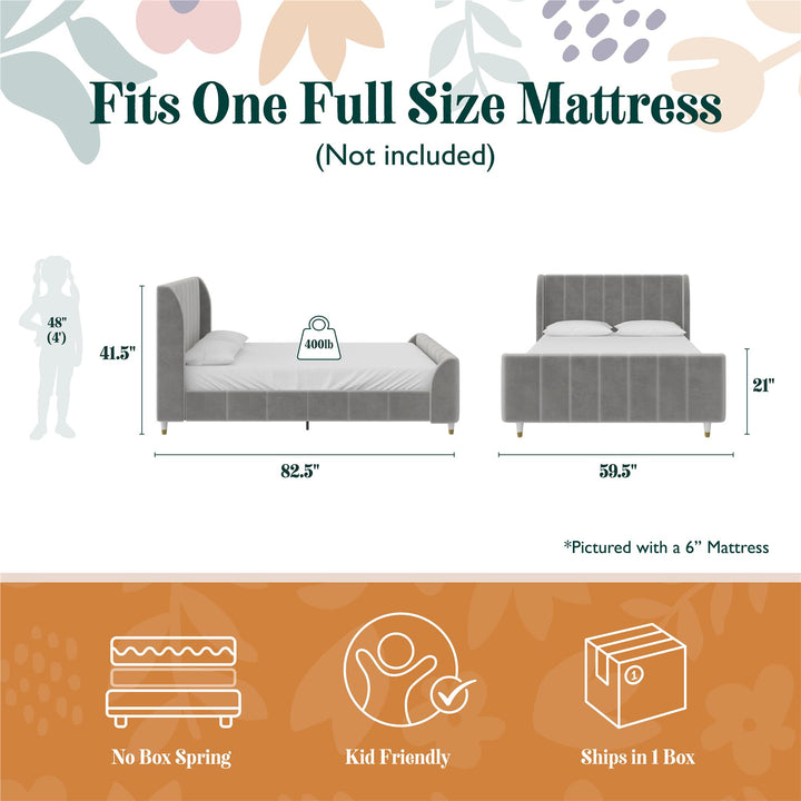 Valentina Upholstered Bed with Channel Tufting - Gray - Full